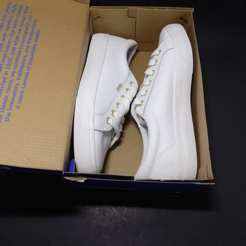 Keds Jump Kick Lace Up Leather White/Gold Sneakers Women's- Size 8.5- New